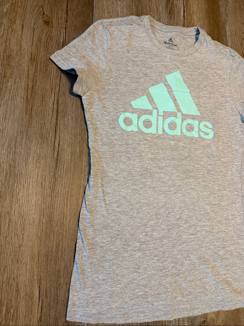 adidas Heather Gray Tee with Mint Logo - Picture 3 of 5